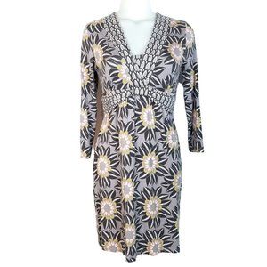 BODEN Sheath Dress Stretch Jersey 3/4 Sleeve Geometric Print Women's size 8 EUC